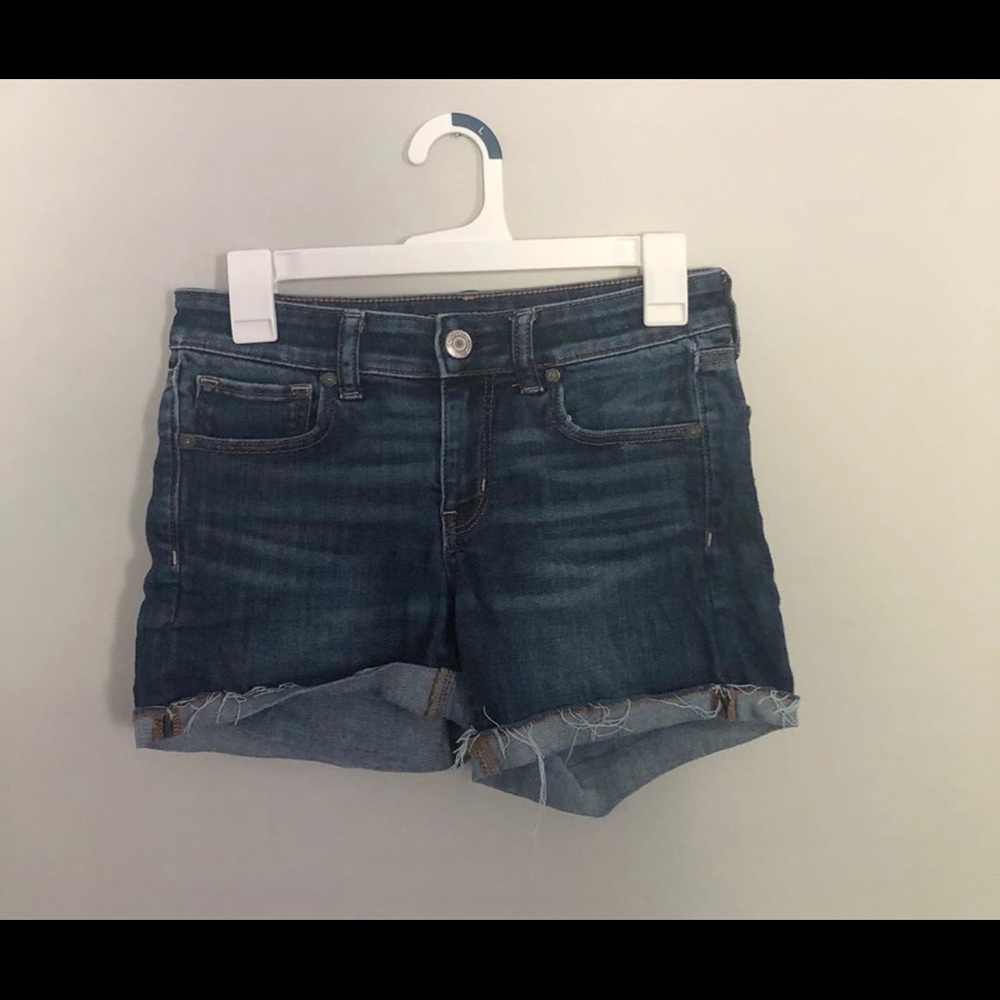 American eagle dark wash jean shorts